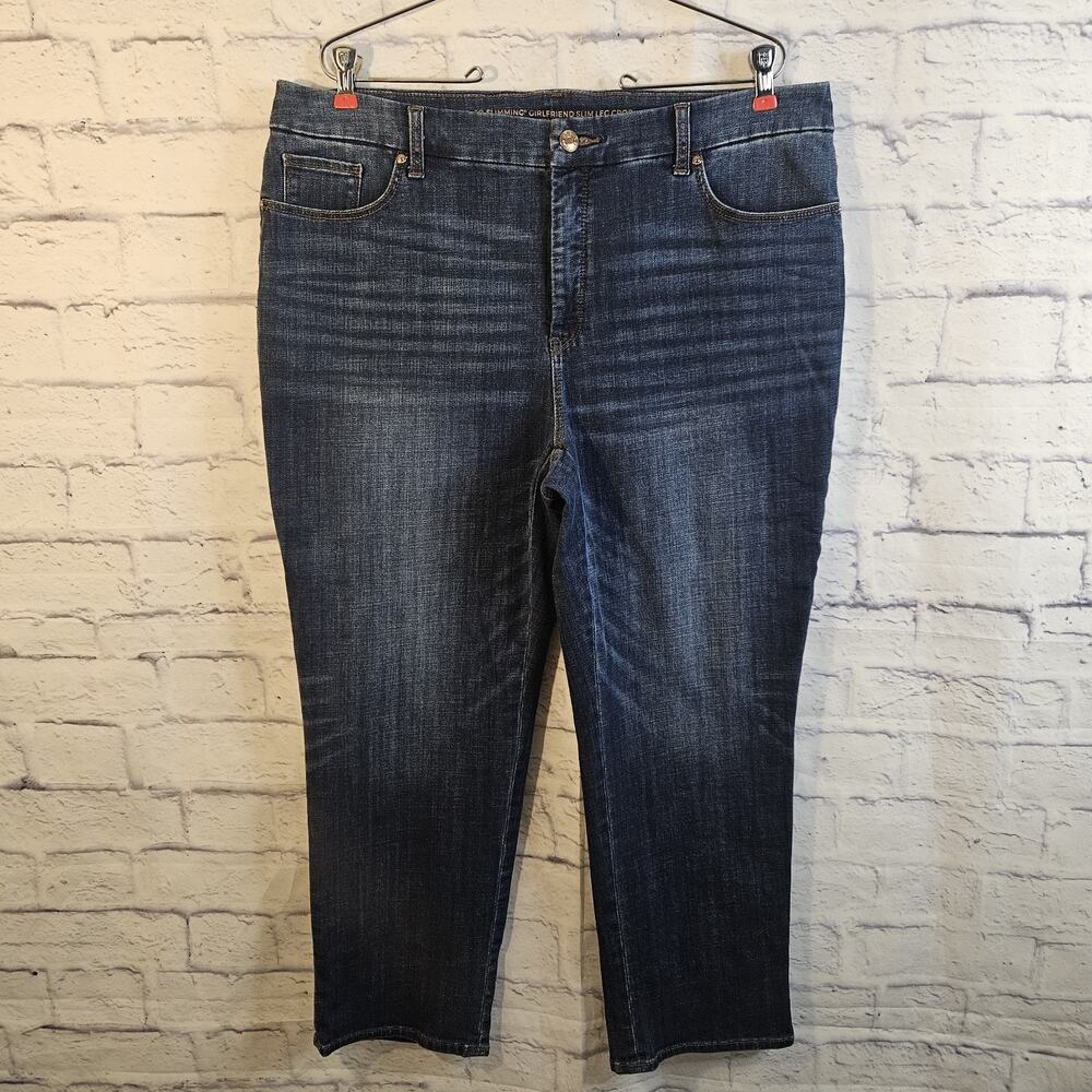 Chico's Jeans Womens Size 16 Blue So Slimming Girlfriend Slim Leg Crop - Picture 1 of 7